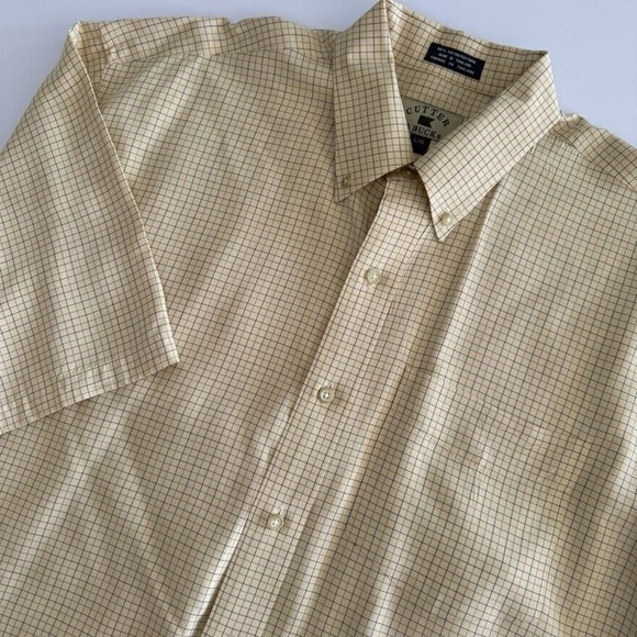 Cutter & Buck Other - Cutter & Buck Mens Short‎ Sleeve Plaid Button Up Shirt - Size L - Beige Black